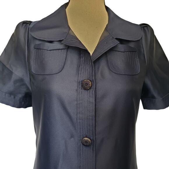Thread Social Drop Waist Shirt Womens Dress Sz 4 Preppy 60s Retro Mod Navy - Picture 2 of 10